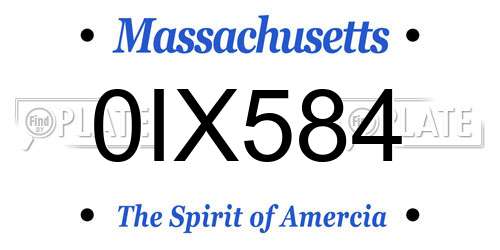 0IX584 Massachusetts License Plate