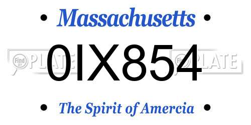 0IX854 Massachusetts License Plate