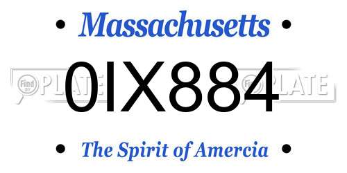 0IX884 Massachusetts License Plate