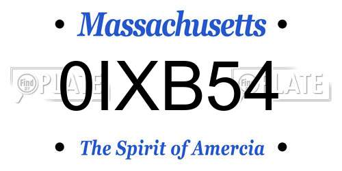 0IXB54 Massachusetts License Plate