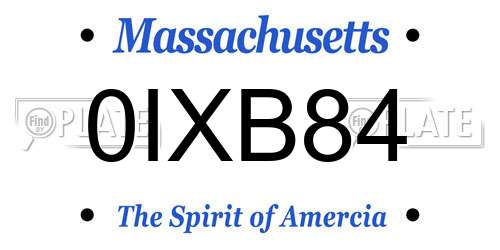 0IXB84 Massachusetts License Plate