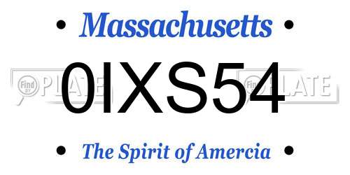 0IXS54 Massachusetts License Plate