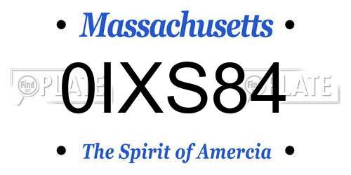 0IXS84 Massachusetts License Plate