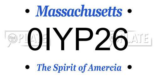 0IYP26 Massachusetts License Plate