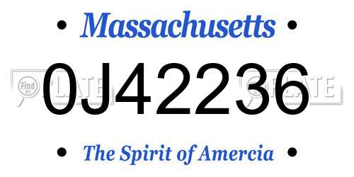 0J42236 Massachusetts License Plate