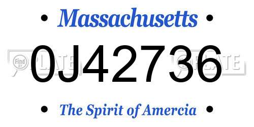 0J42736 Massachusetts License Plate