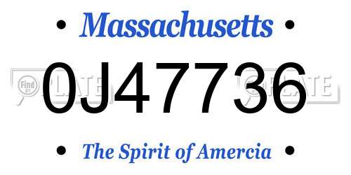 0J47736 Massachusetts License Plate