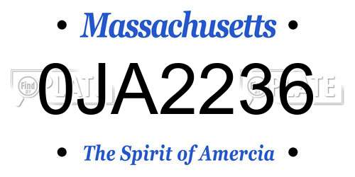 0JA2236 Massachusetts License Plate