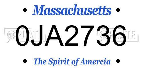 0JA2736 Massachusetts License Plate