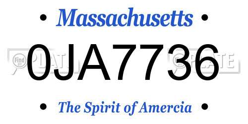 0JA7736 Massachusetts License Plate