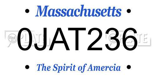0JAT236 Massachusetts License Plate