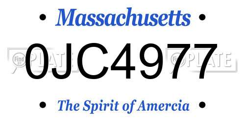 0JC4977 Massachusetts License Plate