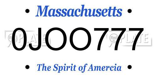 0JOO777 Massachusetts License Plate