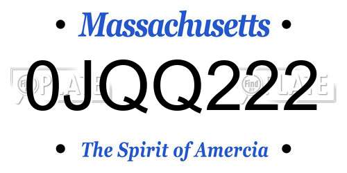 0JQQ222 Massachusetts License Plate