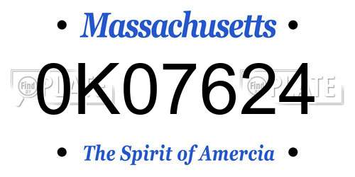0K07624 Massachusetts License Plate