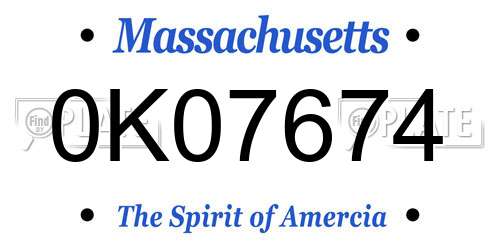 0K07674 Massachusetts License Plate