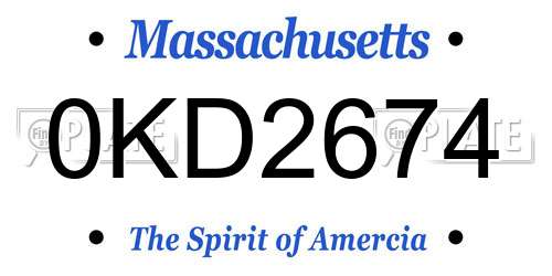 0KD2674 Massachusetts License Plate