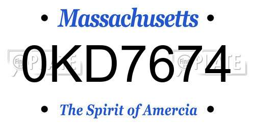 0KD7674 Massachusetts License Plate