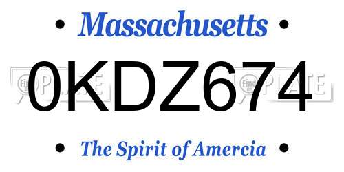 0KDZ674 Massachusetts License Plate