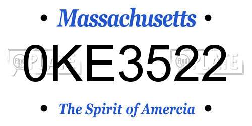 0KE3522 Massachusetts License Plate