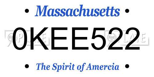 0KEE522 Massachusetts License Plate