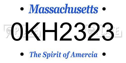 0KH2323 Massachusetts License Plate