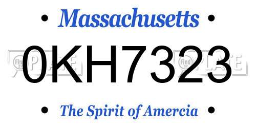 0KH7323 Massachusetts License Plate