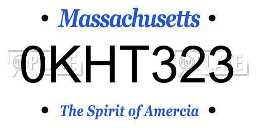 0KHT323 Massachusetts License Plate