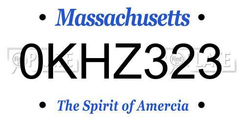 0KHZ323 Massachusetts License Plate