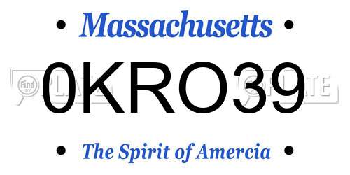 0KRO39 Massachusetts License Plate