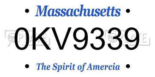 0KV9339 Massachusetts License Plate