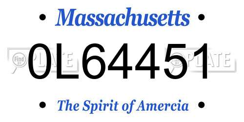 0L64451 Massachusetts License Plate