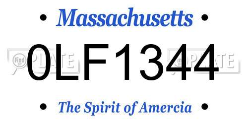0LF1344 Massachusetts License Plate