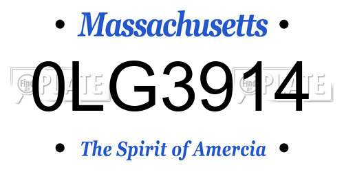 0LG3914 Massachusetts License Plate