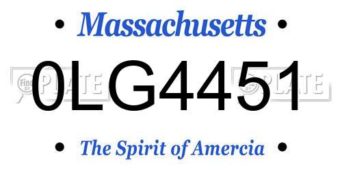 0LG4451 Massachusetts License Plate