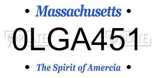 0LGA451 Massachusetts License Plate