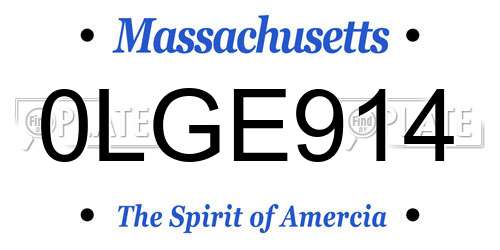 0LGE914 Massachusetts License Plate