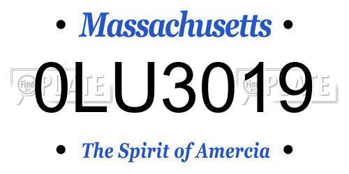 0LU3019 Massachusetts License Plate