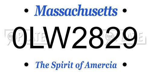 0LW2829 Massachusetts License Plate