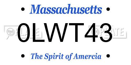 0LWT43 Massachusetts License Plate