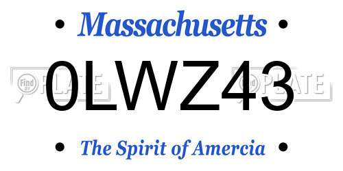 0LWZ43 Massachusetts License Plate