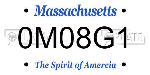 0M08G1 Massachusetts License Plate