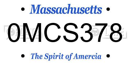 0MCS378 Massachusetts License Plate
