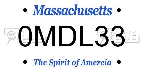 0MDL33 Massachusetts License Plate