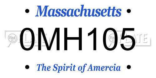 0MH105 Massachusetts License Plate