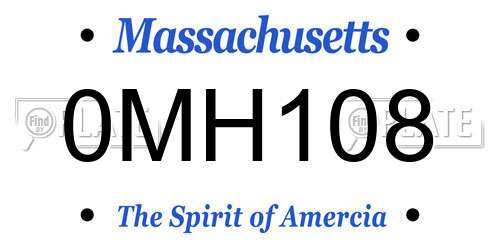 0MH108 Massachusetts License Plate