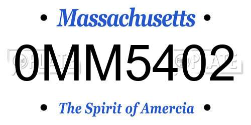 0MM5402 Massachusetts License Plate