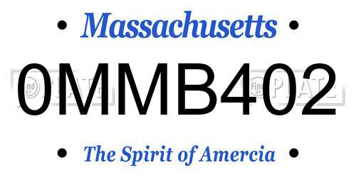0MMB402 Massachusetts License Plate