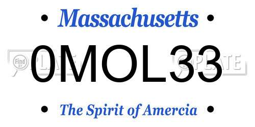 0MOL33 Massachusetts License Plate