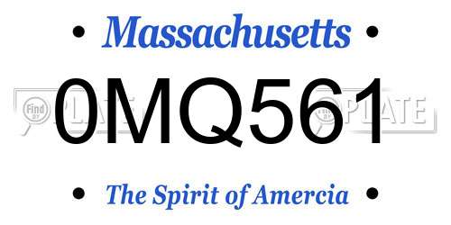 0MQ561 Massachusetts License Plate